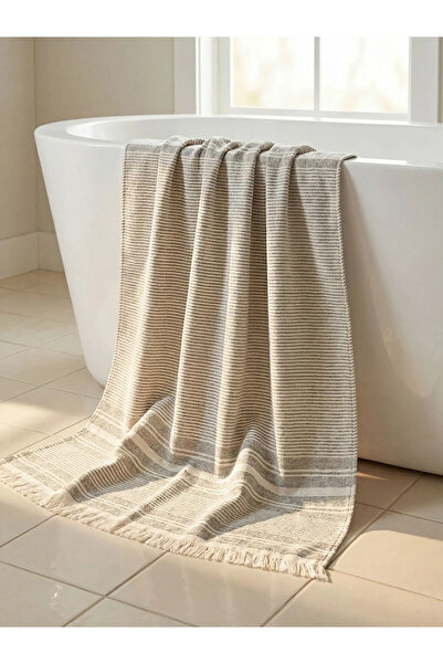 LC Waikiki Γκρι Ανδρική Πετσέτα Παραλίας με Φούντες 70x150 cm