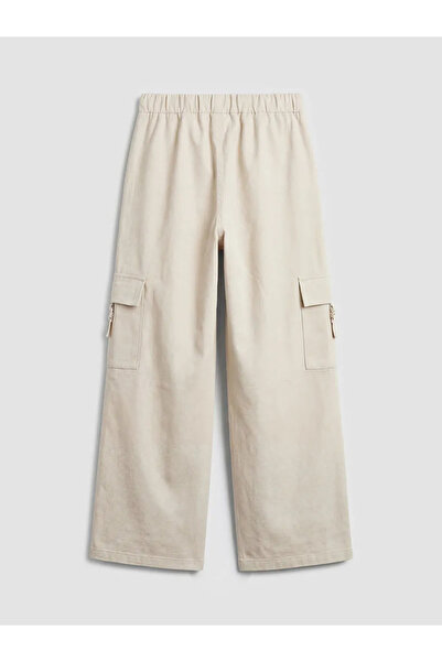 LC Waikiki Μπεζ Παντελόνι Cargo Gabardine για Κορίτσια με Χαλαρή Εφαρμογή