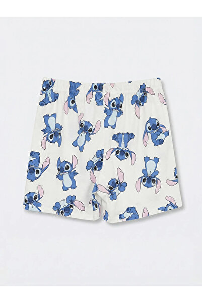 LC Waikiki Ecru Lilo & Stitch Γυναικείο σορτς με στάμπα για ύπνο
