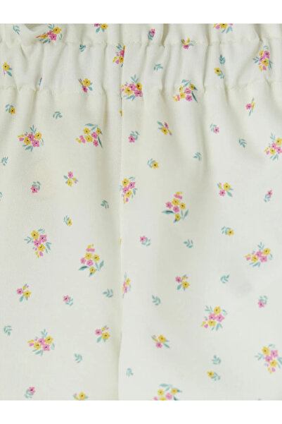 LC Waikiki Ecru Floral Baby Girl Gabardine Shorts
