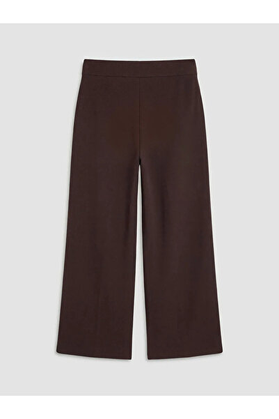 LC Waikiki Καφέ γυναικείο παντελόνι με ελαστική μέση και φαρδύ πόδι