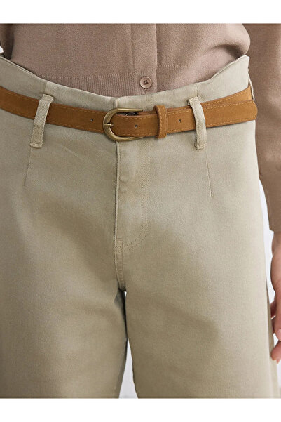 LC Waikiki Γυναικείο τζιν παντελόνι με φαρδιά μπατζάκια Yeşil Beli Ζώνη τεμαχίων