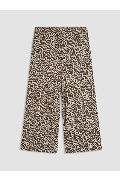 LC Waikiki Καφέ Γυναικείο Καπρί με Ελαστική Μέση και Σχέδιο