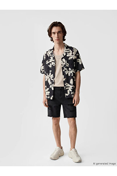 LC Waikiki Anthracite Regular Fit Patterned Poplin Men's Shirt
