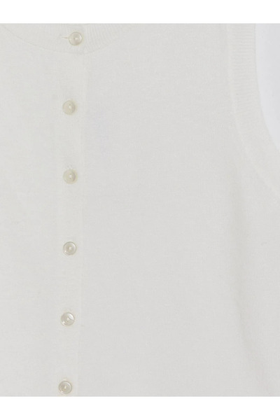 LC Waikiki Γυναικείο πλεκτό γιλέκο εκρού με λαιμόκοψη