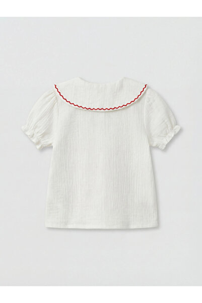 LC Waikiki Ecru Peter Pan collar baby girl blouse and leggings