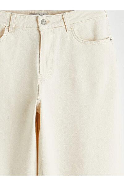 LC Waikiki Μπεζ γυναικείο τζιν παντελόνι Wideleg