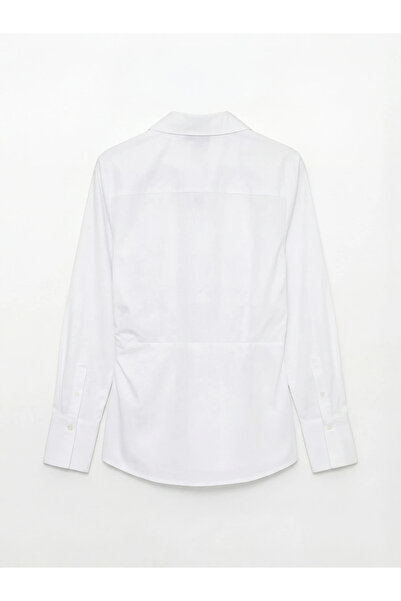 LC Waikiki Λευκό πουκάμισο με γιακά, διπλό κουμπωτό κόψιμο, μπλούζα με κορδόνι