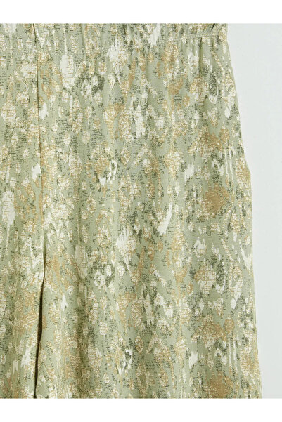 LC Waikiki Πράσινο ελαστικό στη μέση, με σχέδιο, φαρδιά μπατζάκια, γυναικείο ...