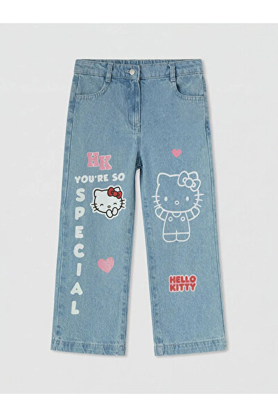 LC Waikiki Plave farmerke za devojčice sa Hello Kitty printom
