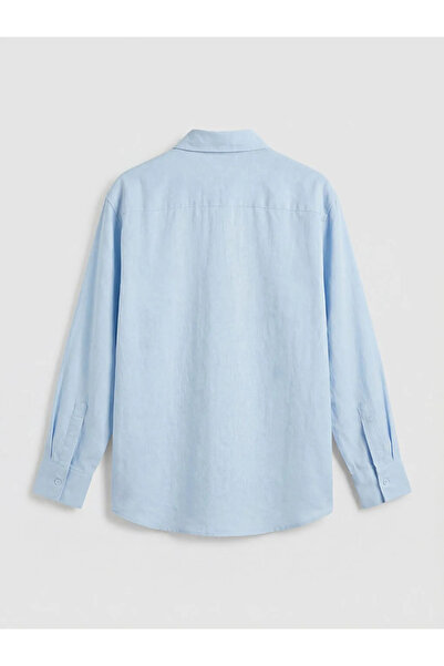 LC Waikiki Μπλε Oversize Γυναικείο Πουκάμισο Τούνικ