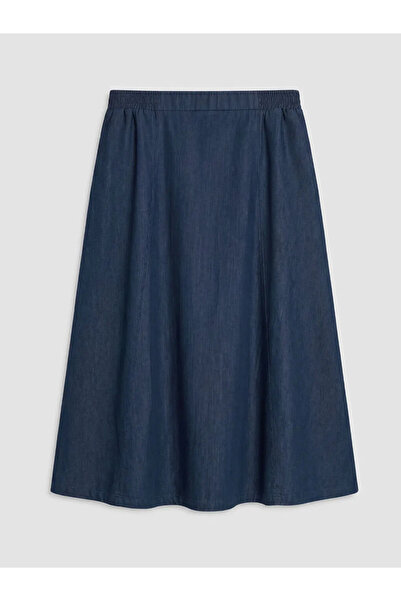 LC Waikiki Μαύρη ελαστική φούστα τζιν με ελαστική μέση