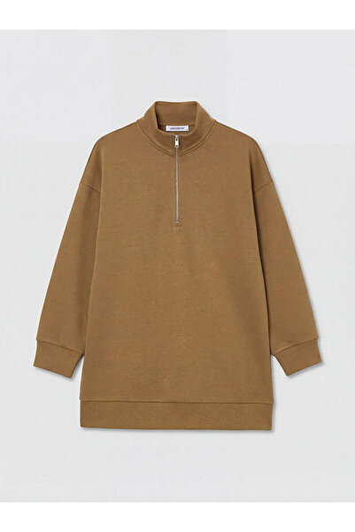 LC Waikiki Γυναικείο φούτερ με χακί όρθιο γιακά