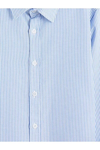 LC Waikiki Μπλε μακρυμάνικο ριγέ πουκάμισο Oxford για αγόρια