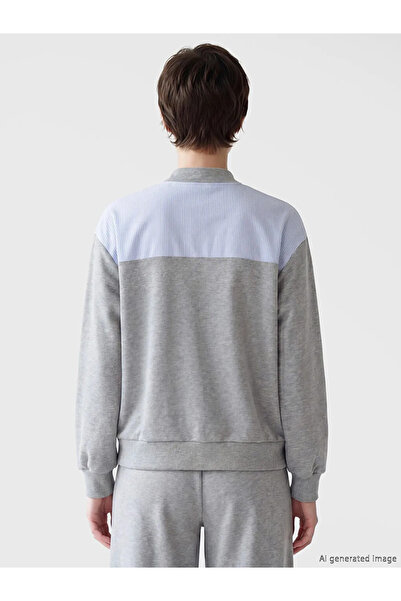 LC Waikiki Γκρι γυναικείο φούτερ με φερμουάρ και γιακά κολεγιακού τύπου