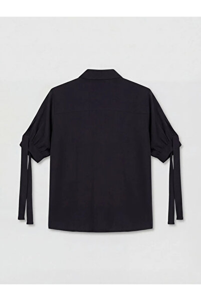 LC Waikiki Μαύρο γυναικείο πουκάμισο κανονικής εφαρμογής