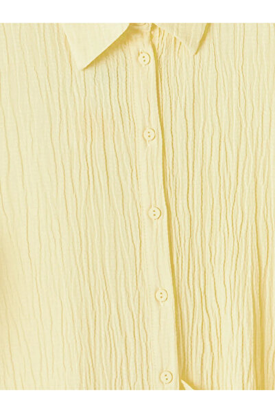LC Waikiki Κίτρινο γυναικείο πουκάμισο με υφή τύπου τουνίκ