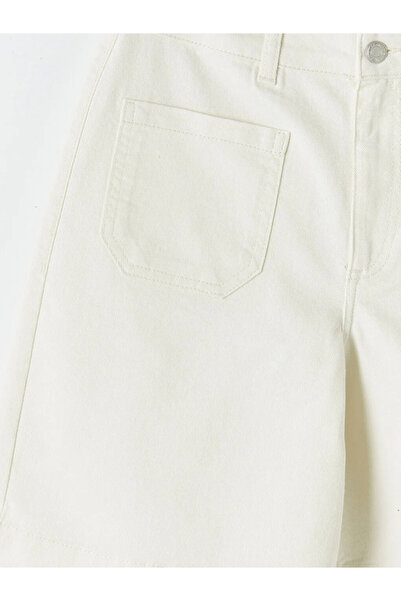 LC Waikiki Λευκό ψηλόμεσο γυναικείο τζιν σορτς