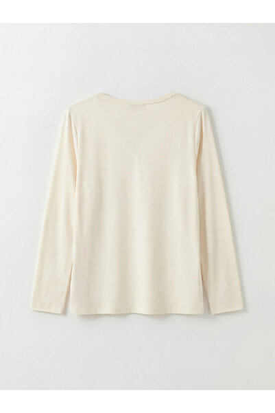 LC Waikiki Εκρού γυναικεία πιτζάμα με λαιμόκοψη V