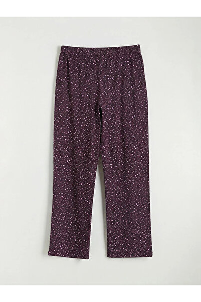 LC Waikiki Μωβ γυναικείο παντελόνι πιτζάμας με ελαστική μέση και σχέδια