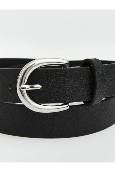 LC Waikiki Γυναικεία ζώνη μαύρης δερμάτινης εμφάνισης