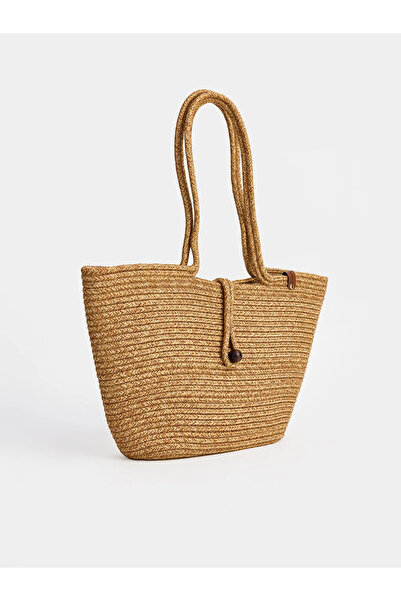 LC Waikiki Μπεζ γυναικεία ψάθινη τσάντα παραλίας