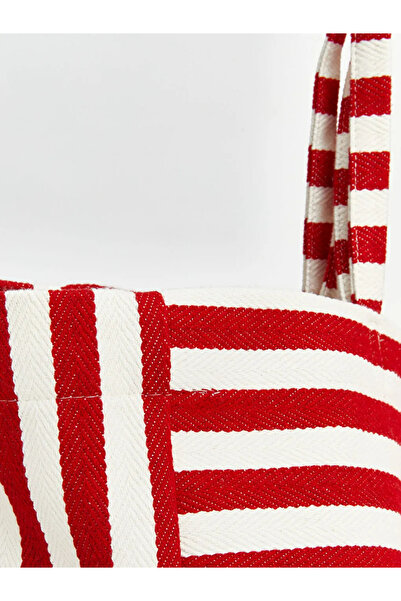 LC Waikiki Κόκκινη ριγέ γυναικεία τσάντα παραλίας