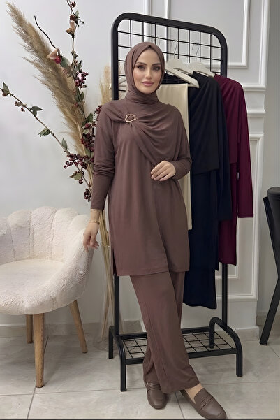 SAYRA Women's Hijab Two-Piece Set Summer Comfortable Fit Tunic Trousers Stylish Daily Combination