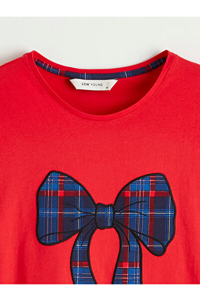 LC Waikiki Γυναικείο τοπ πιτζάμας με στάμπα κόκκινου φιόγκου