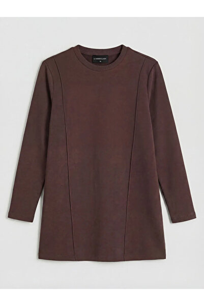 LC Waikiki Καφέ γυναικείο φούτερ με λαιμόκοψη τούνικ