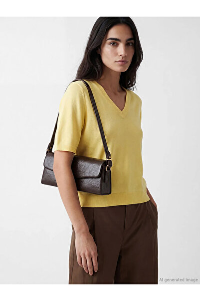 LC Waikiki Γυναικεία τσάντα ώμου καφέ δερμάτινη εμφάνιση