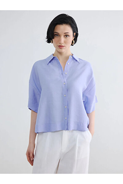 LC Waikiki Λιλά Γυναικείο Πουκάμισο από Μείγμα Μοντάλ