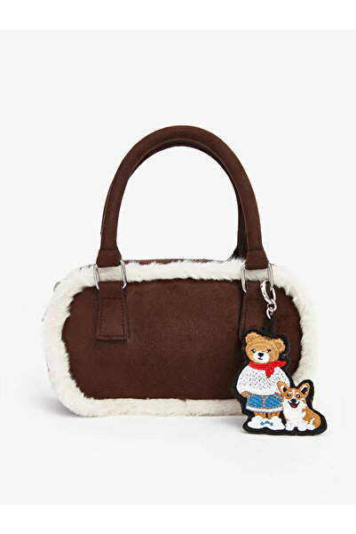 LC Waikiki Γυναικεία τσάντα ώμου από καφέ γούνα