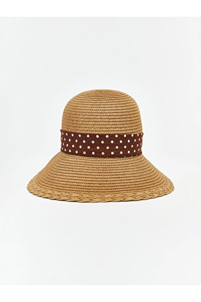 LC Waikiki Μπεζ γυναικείο ψάθινο καπέλο bucket