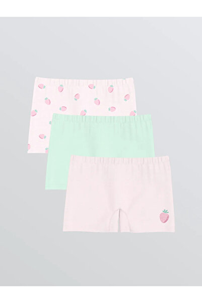 LC Waikiki Pembe Çilek Baskılı Kız Çocuk Boxer 3'lü