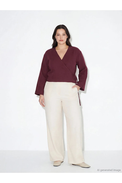 LC Waikiki Γυναικείο παντελόνι με ελαστική μέση σε μπεζ χρώμα