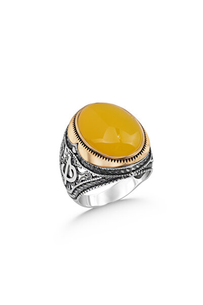 Yuso Silver 925 Ayar Akik Taşlı Gümüş Erkek Yüzük