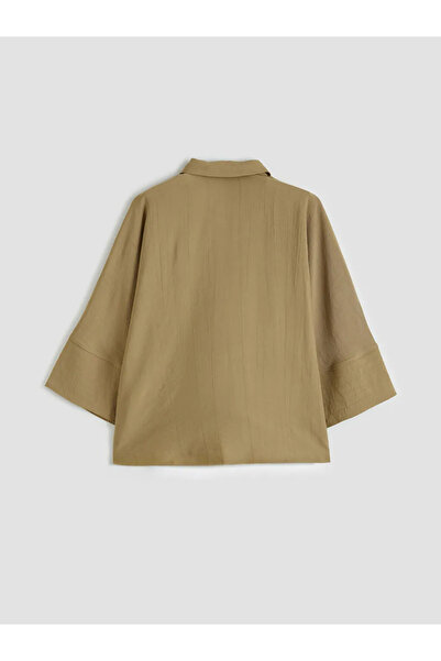 LC Waikiki Χακί πουκάμισο με φερμουάρ στο γιακά, γυναικείο τουνίκ