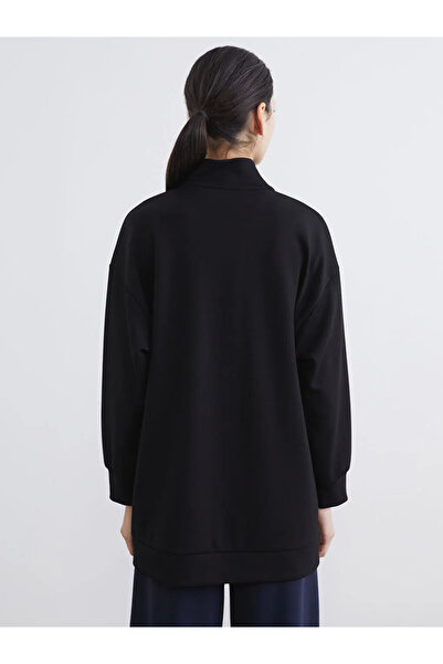 LC Waikiki Μαύρο Γυναικείο Φούτερ Τουνίκ Soft Touch Oversize