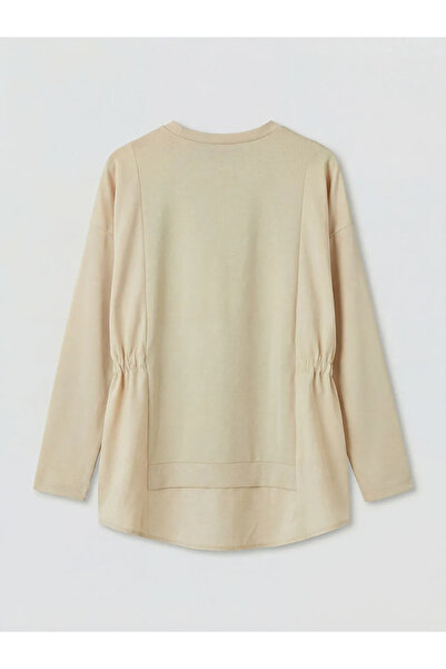 LC Waikiki Μπεζ γυναικείο φούτερ με κορδόνι περίσφιξης και απαλή υφή