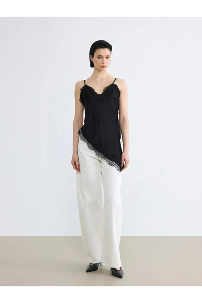 LC Waikiki Λευκό γυναικείο τζιν παντελόνι Ballon Fit