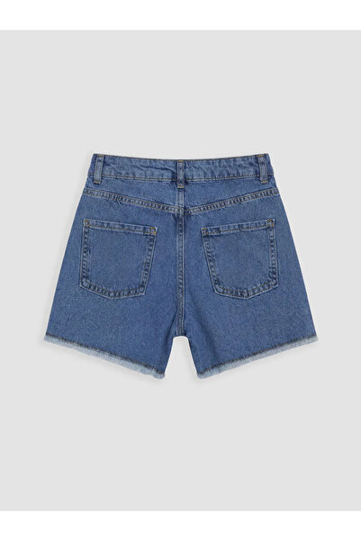 LC Waikiki Μπλε σκισμένο τζιν σορτς για κορίτσια με λεπτομέρειες