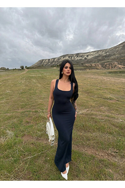 kırmızı butiks Μπλε ναυτικό φόρεμα μάξι με χιαστί πλάτη