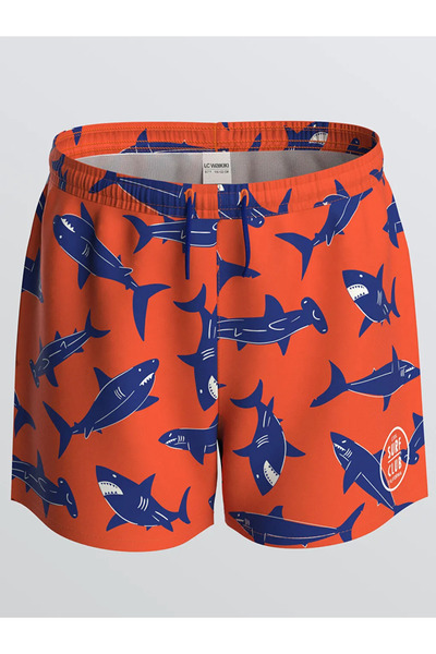 LC Waikiki Πορτοκαλί ελαστικό σορτς κολύμβησης για αγόρια με στάμπα