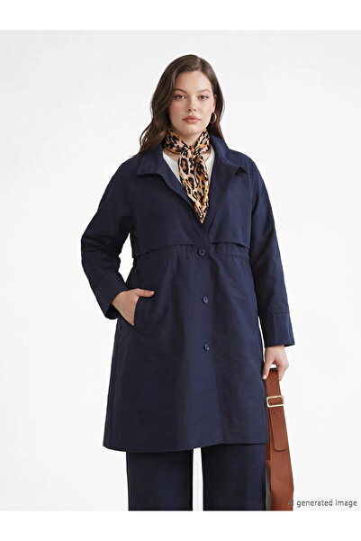 LC Waikiki Γυναικείο αδιάβροχο μπουφάν σε μπλε ναυτικό χρώμα με γιακά πουκάμισου