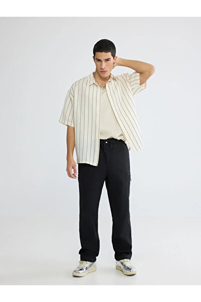 LC Waikiki Μαύρο ανδρικό παντελόνι Cargo Standard Fit