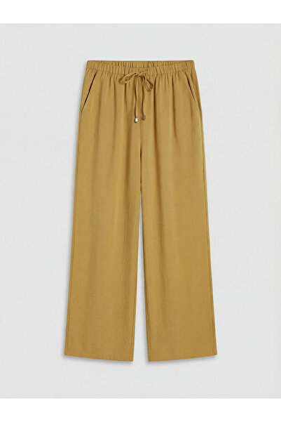 LC Waikiki Πράσινο γυναικείο παντελόνι Μοντάλ Mix με ελαστική μέση