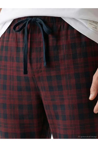 LC Waikiki Ανδρικό καρό πιτζάμες μπορντό Standard Fit