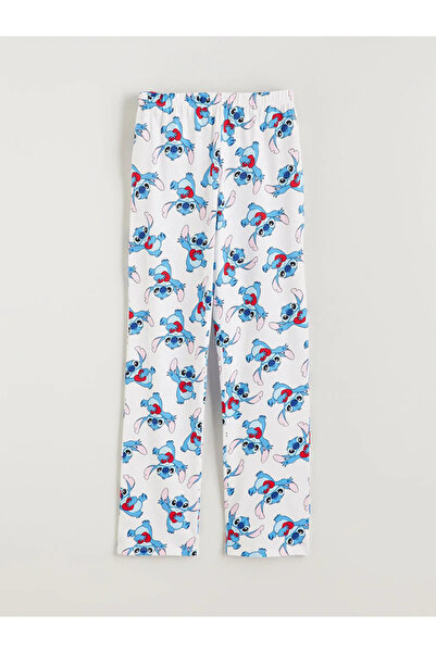 LC Waikiki Ecru Elastic Waistband Stitch με τύπωμα Γυναικείο Παντελόνι Πιτζάμας