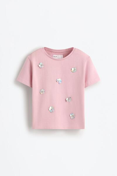 LEFTIES Pullu çiçekli t-shirt